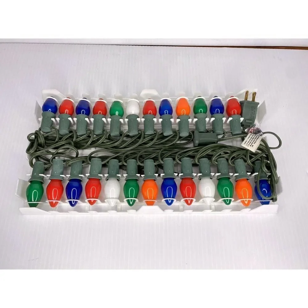 Vintage CELEBRATIONS Indoor/Outdoor Christmas Lights 25 Large Multi Color Bulbs